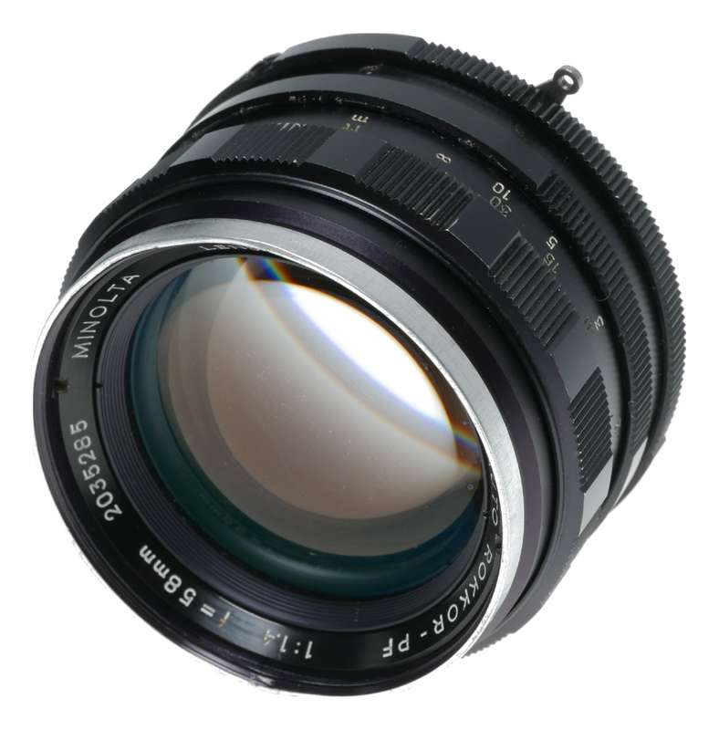 Auto Rokkor-PF 1:1.4 f=58mm Minolta vintage SLR camera lens 1.4/58 portrait