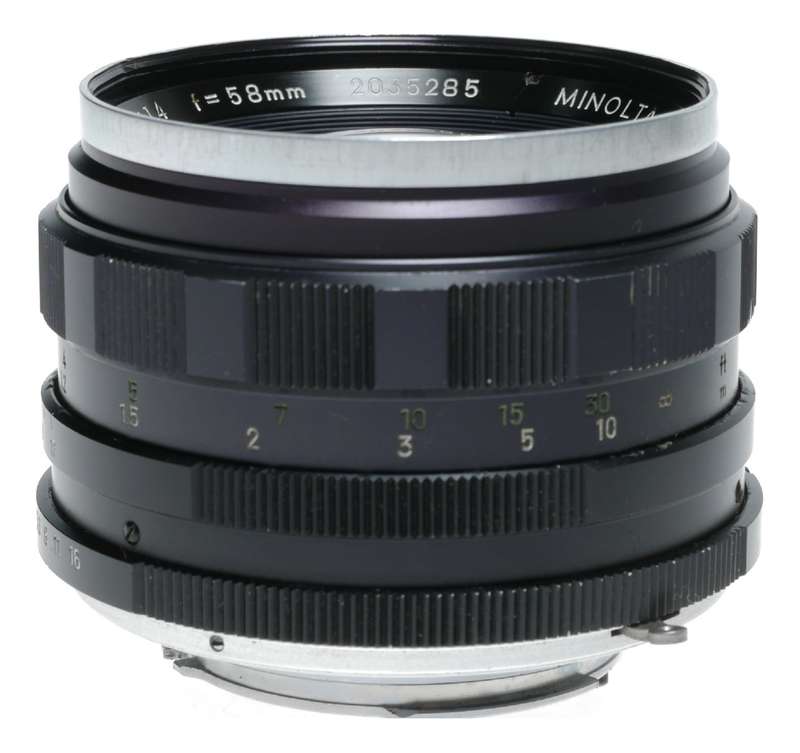 Auto Rokkor-PF 1:1.4 f=58mm Minolta vintage SLR camera lens 1.4/58 portrait