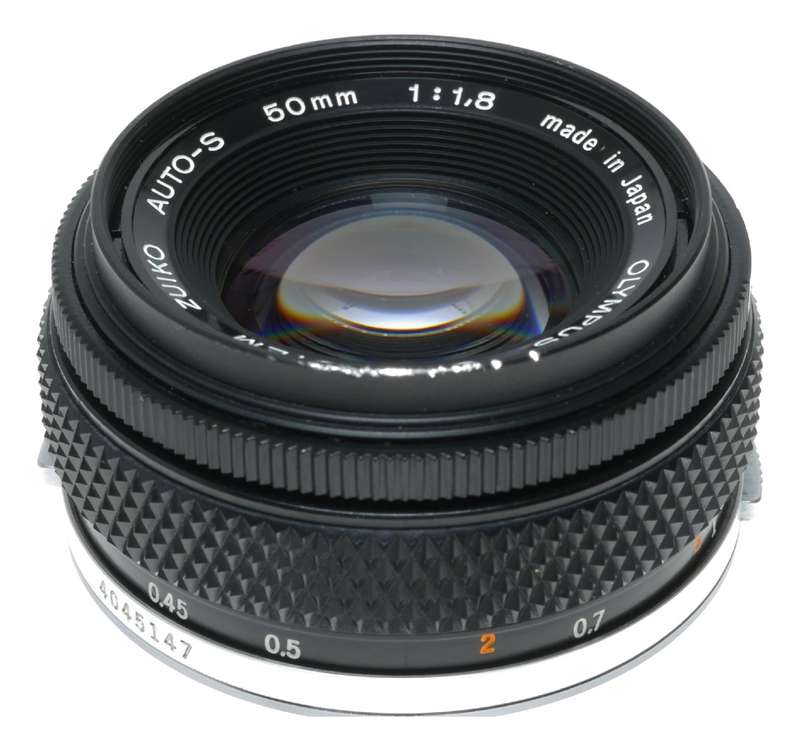 OM-System Zuiko Auto-S 50mm 1:1.8 Olympus vintage SLR lens