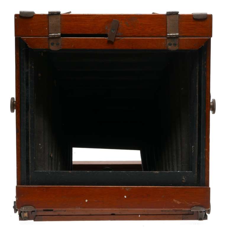 Large format wood vintage bellows folding camera frame used parts box