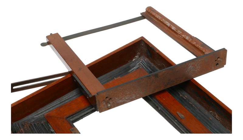Large format wood vintage bellows folding camera frame used parts box