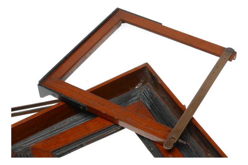 Large format wood vintage bellows folding camera frame used parts box