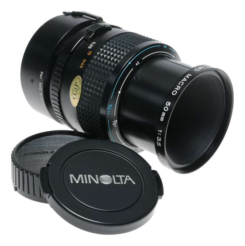 Minolta 50/3.5 MD Macro boxed vintage SLR film camera lens