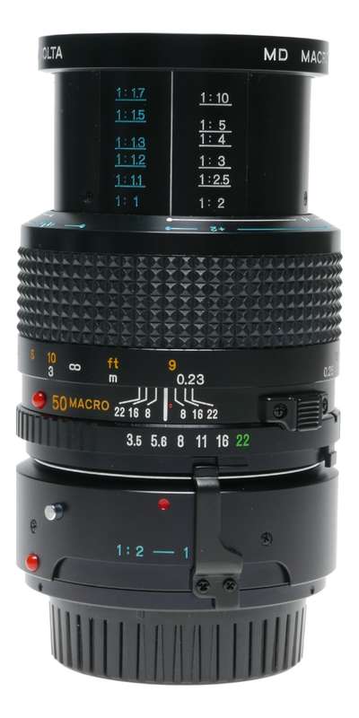 Minolta 50/3.5 MD Macro boxed vintage SLR film camera lens