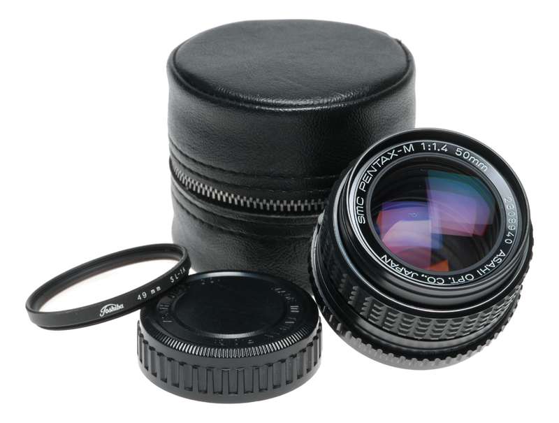 SMC Pentax-M 1:1.4 50mm coated SLR antique film camera f/1.4 lens set