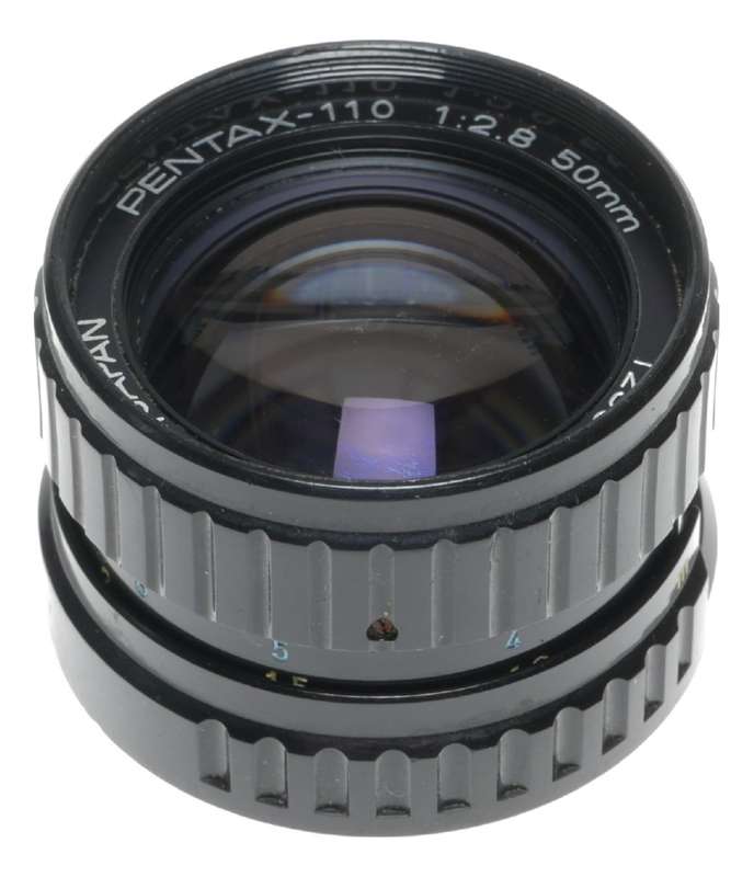 Pentax-110 1:2.8 50mm subminiature lens f/2.8 lens caps 2.8/50mm