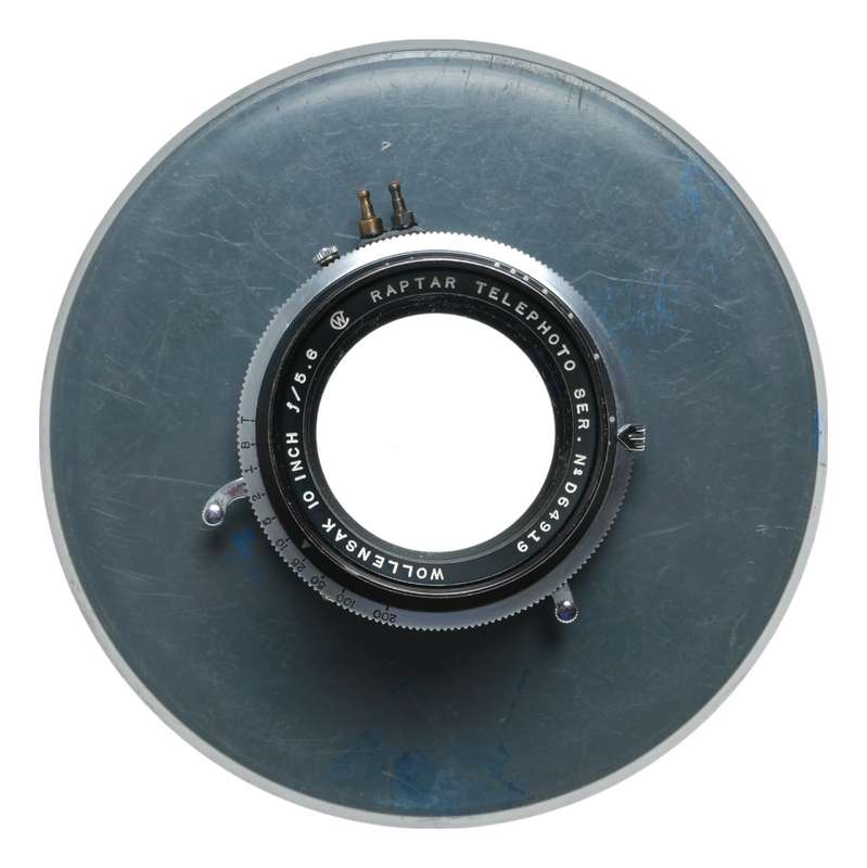 Raptar Telephoto Wollensak 10 inch f/5.6 lens with shutter and board