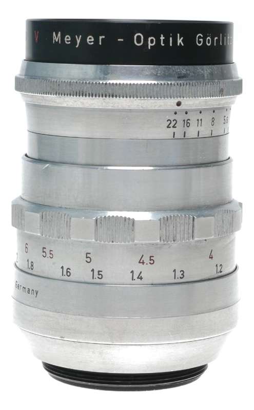 Trioplan 1:2.8/100 red V f=100mm prime f/3.5 chrome hood clean M42