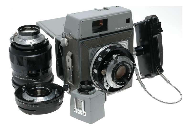 Mamiya Universal Press film Camera set 3 lenses 3 backs viewfinder vintage set
