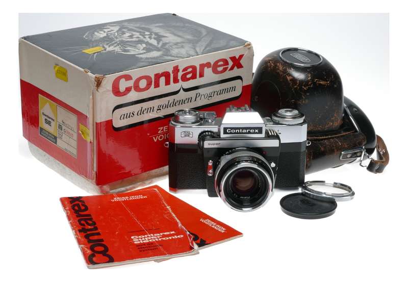 Contarex SE Super Zeiss Planar 1:2/50mm Chrome SLR 35mm film camera boxes