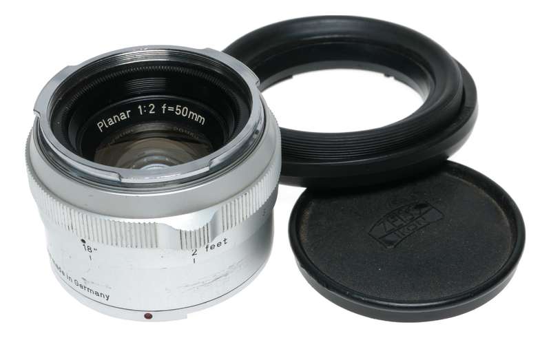 Planar 2/50 Zeiss Contarex vintage film lens f/2 50mm chrome f=50mm