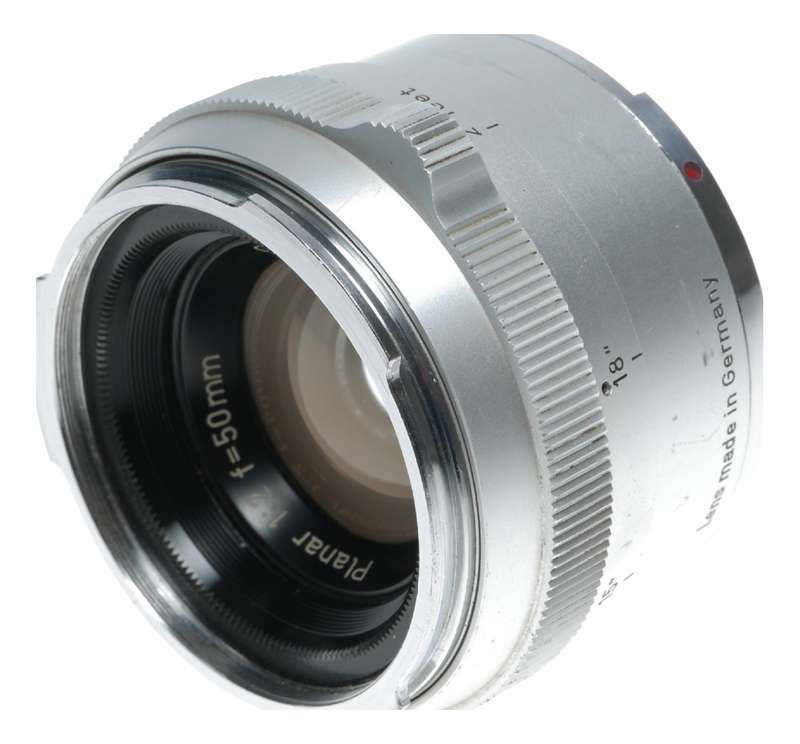 Planar 2/50 Zeiss Contarex vintage film lens f/2 50mm chrome f=50mm
