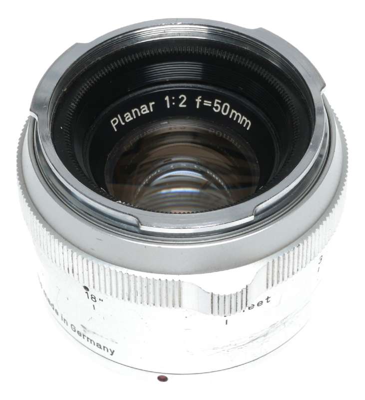 Planar 2/50 Zeiss Contarex vintage film lens f/2 50mm chrome f=50mm