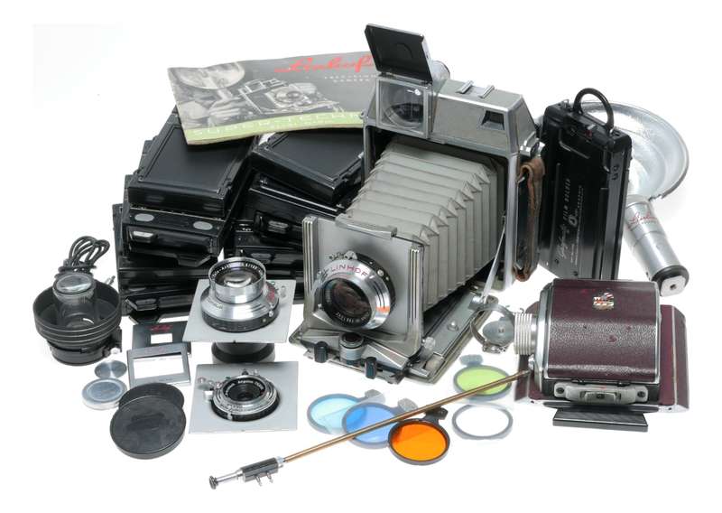 Linhof Super Technika 6x9 film camera 3 lens Case Grip flash backs set