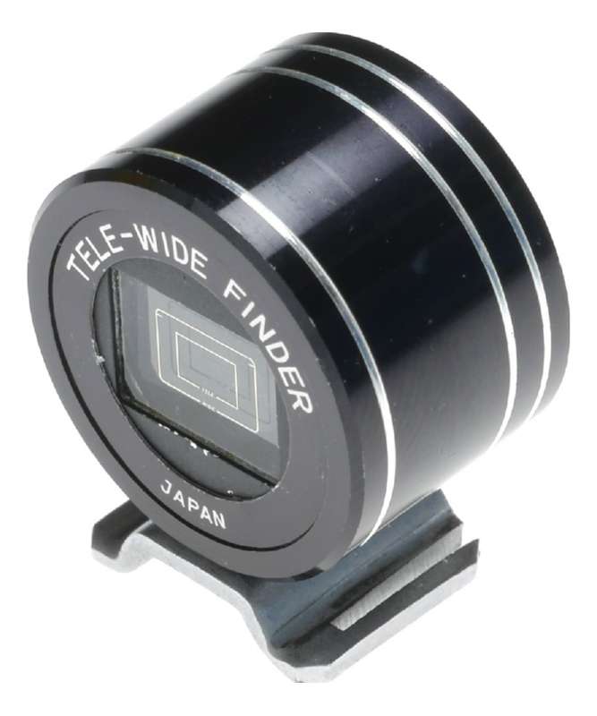 Black Tele-Wide Finder cold shu mounted for 35mm vintage film camera