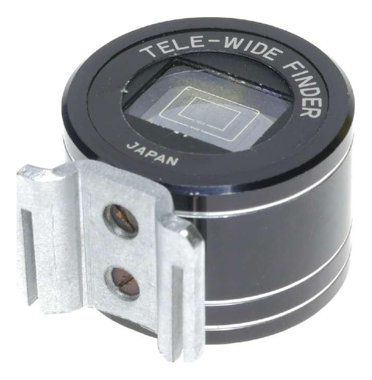 Black Tele-Wide Finder cold shu mounted for 35mm vintage film camera