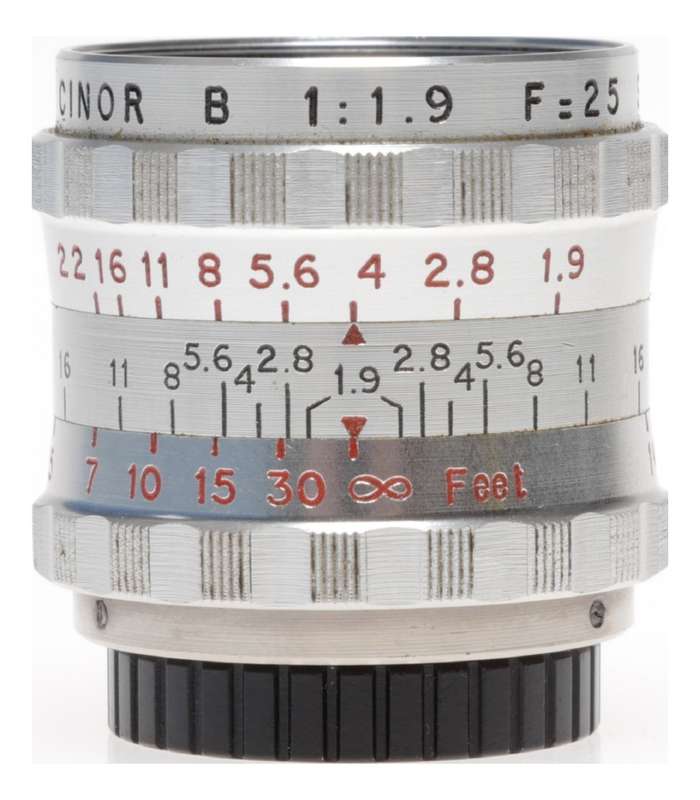 SOM Berthiot Cinor B 1:1.9 F=25 for 16mm Cine Camera Lens