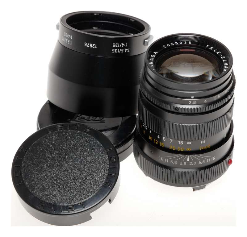 Leitz Tele-Elmarit 1:2.8/90 Leica M Lens 12575 Hood Caps