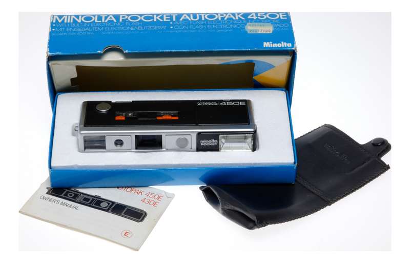 Minolta Pocket Auto Pack 450E 16mm Film Camera Box Manual