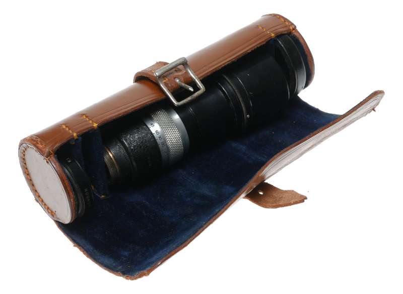 Dallmeyer 6 inch f4.5 Telephoto C mount 1 inch vintage lens case hood