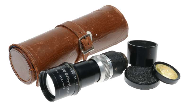 Dallmeyer 6 inch f4.5 Telephoto C mount 1 inch vintage lens case hood