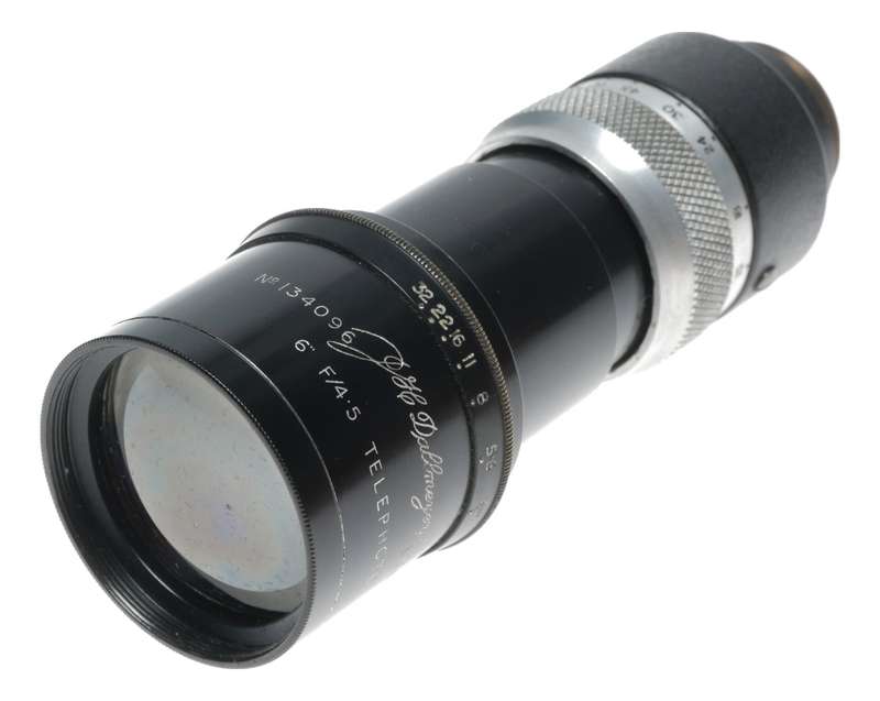 Dallmeyer 6 inch f4.5 Telephoto C mount 1 inch vintage lens case hood