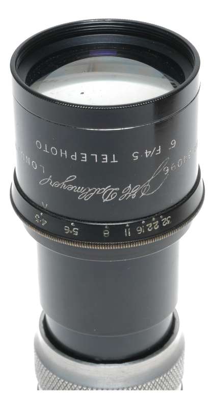 Dallmeyer 6 inch f4.5 Telephoto C mount 1 inch vintage lens case hood