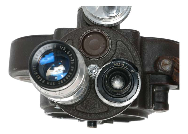 Bell and Howell 1 inch Cooke f2.7 Som Berthiot Cinor 3.5 f=75mm movie camera