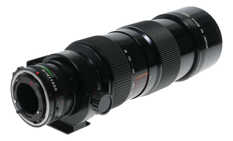 Canon FD 85-300/4.5 Zoom lens fits SLR 35mm film camera set box hood caps