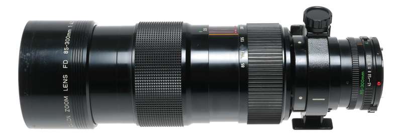 Canon FD 85-300/4.5 Zoom lens fits SLR 35mm film camera set box hood caps