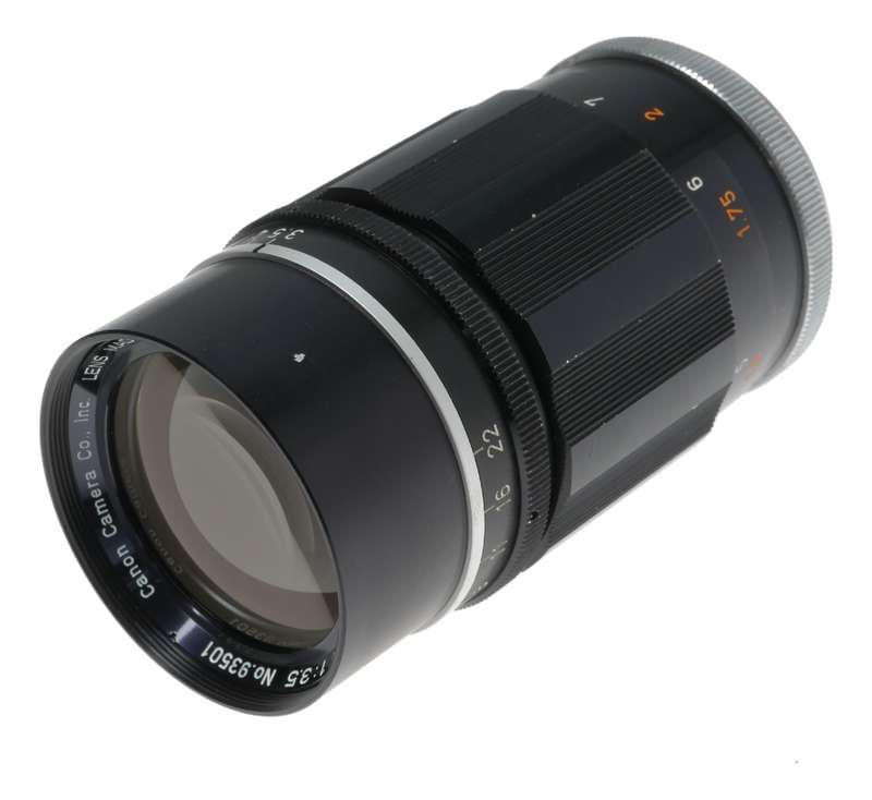 Canon Lens 135mm f3.5 Black housing RF coupled M39 LTM screw mount 3.5/135mm