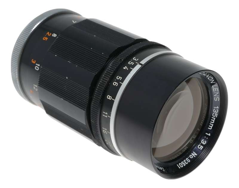 Canon Lens 135mm f3.5 Black housing RF coupled M39 LTM screw mount 3.5/135mm