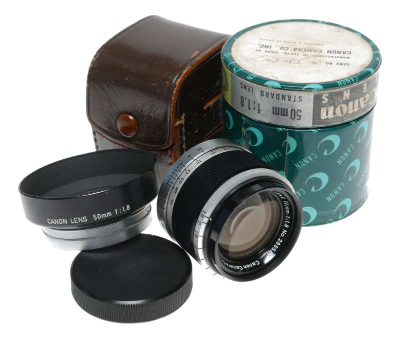 Canon lens 50mm 1:1.8 RF coupled M39 LTM Leica screw mount 1.8/50 set