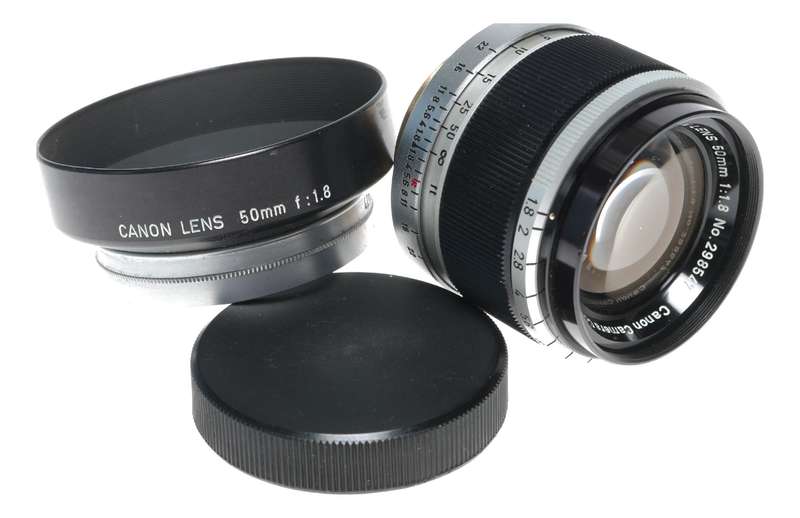 Canon lens 50mm 1:1.8 RF coupled M39 LTM Leica screw mount 1.8/50 set