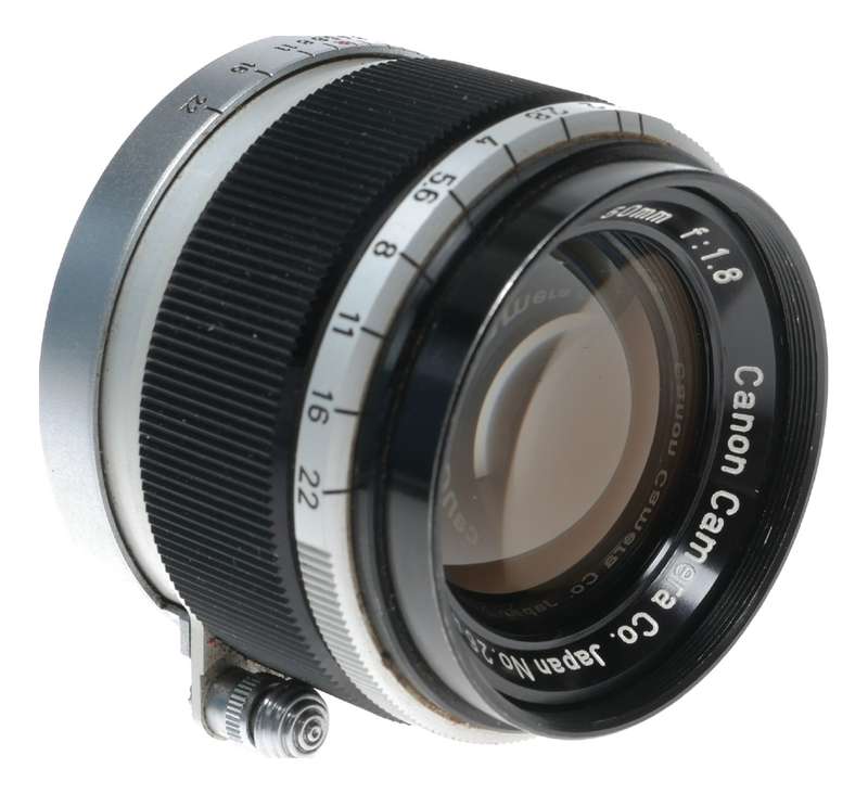 Canon lens 50mm 1:1.8 RF coupled M39 LTM Leica screw mount 1.8/50 hood set