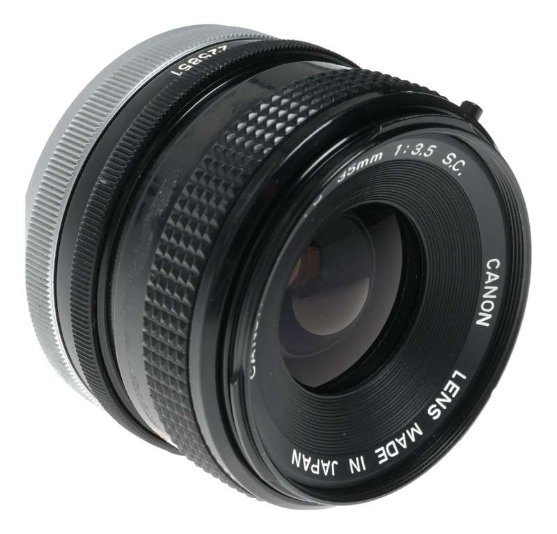 Canon Lens FD 35mm 1:3.5 S.C vintage 35mm film SLR camera lens 3.5/35 caps