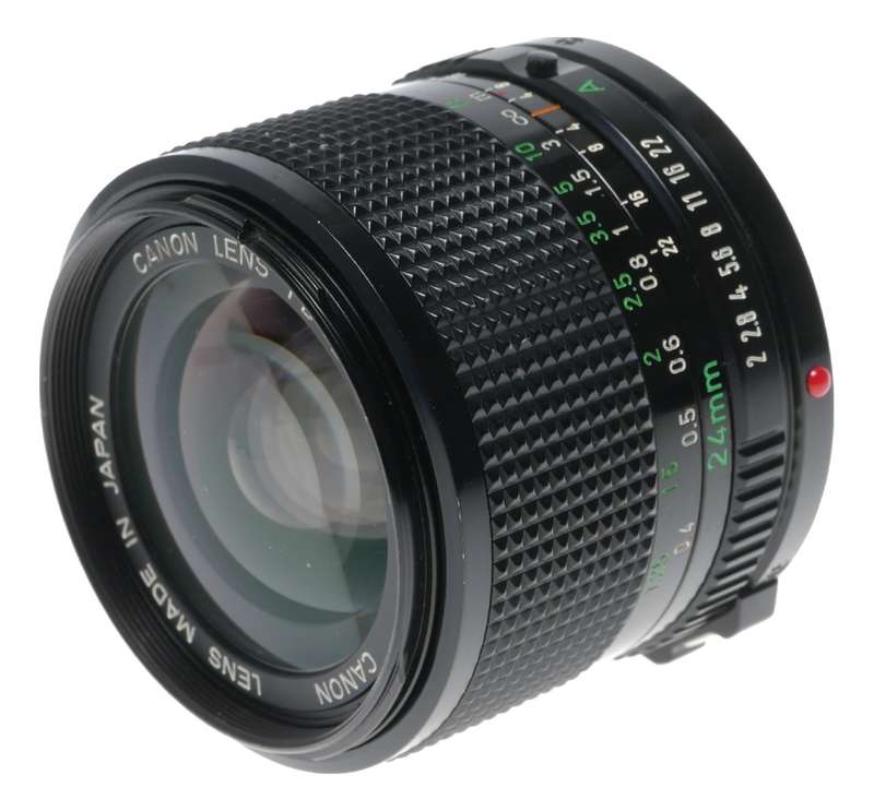 Canon Lens FD 24mm 1:2 vintage 35mm film SLR camera lens 2/24 caps filter