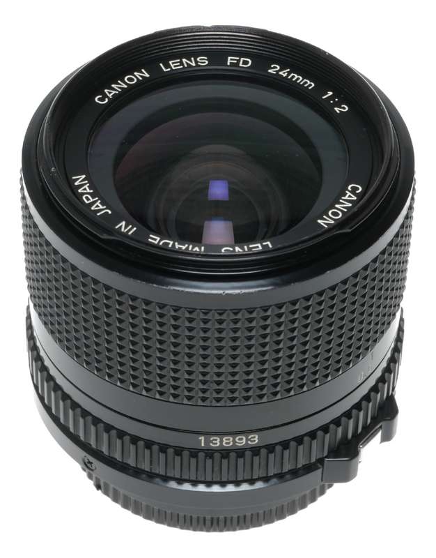 Canon Lens FD 24mm 1:2 vintage 35mm film SLR camera lens 2/24 caps filter