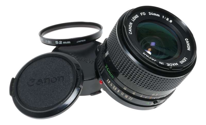Canon Lens FD 24mm 1:2.8 vintage 35mm film SLR camera lens 2.8/24 set