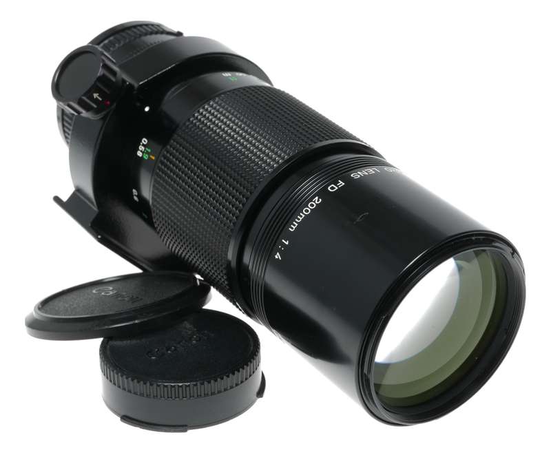 Canon Lens FD 200mm 1:4 vintage 35mm film camera lens 4/200 Museum