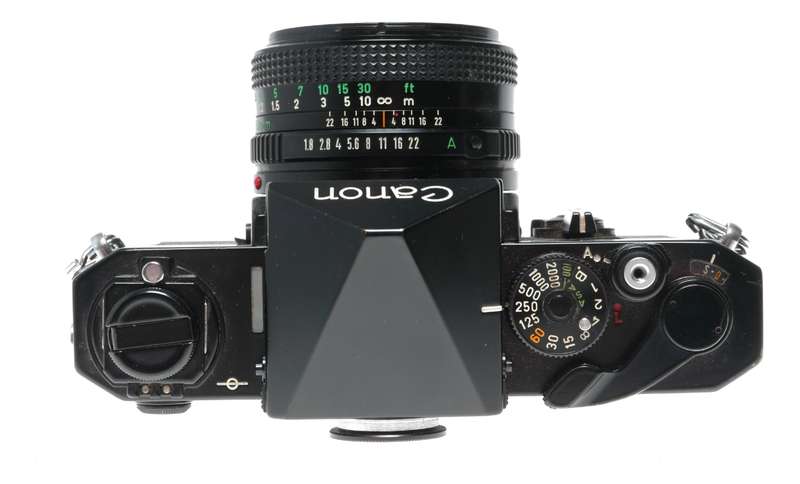 Canon F-1 SLR black 35mm film camera FD 1.8 F=50mm case cap set