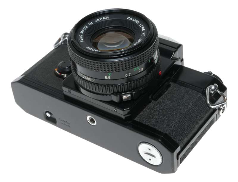 Canon F-1 SLR black 35mm film camera FD 1.8 F=50mm case cap set