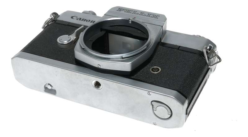 Canon Pellix SLR 35mm chrome film camera body black leather case