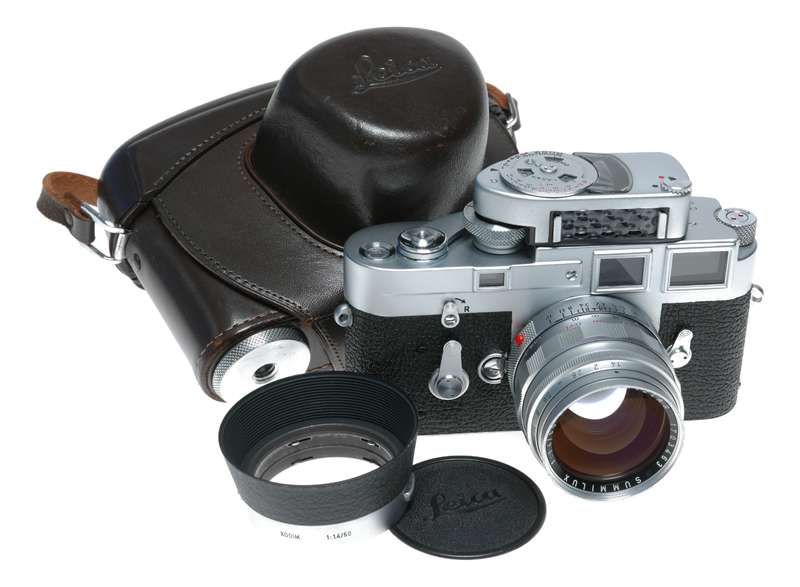 Leica M3 Summilux 1.4/50mm rare chrome lens cased set Top Notch