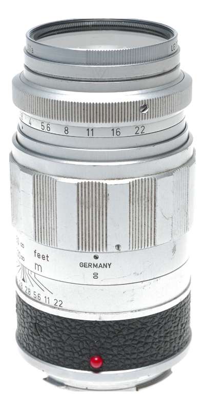 Elmarit 2.8/90mm Leica M Leitz camera lens with hood caps and filter set
