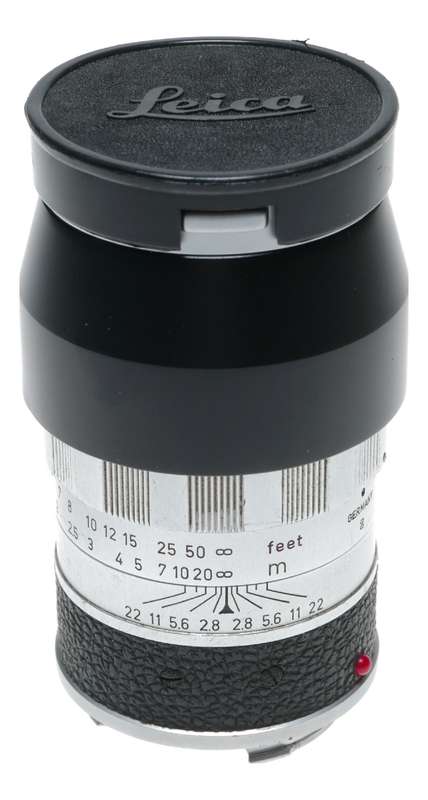 Elmarit 2.8/90mm Leica M Leitz camera lens with hood caps and filter set