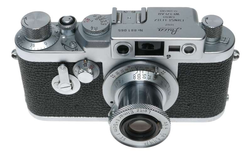 Leica IIIG camera body 35mm rangefinder Red scale Elmar f=5cm 1:3.5 lens