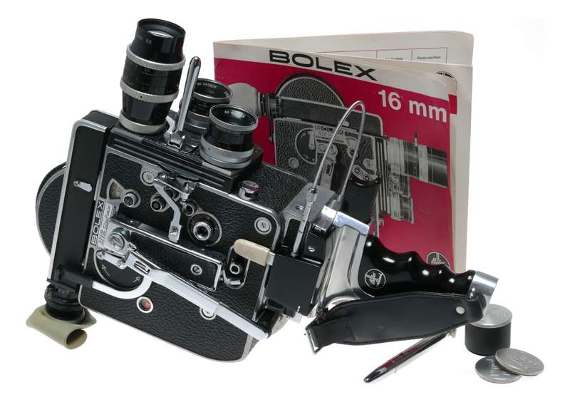Bolex H16 RX Reflex 3 lens turret 16mm movie camera Yvar Switar lenses Xtra's