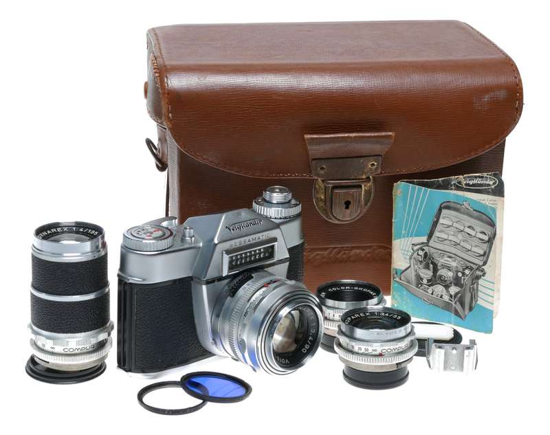 Voigtlander Bessamatic SLR 35mm film camera 4 lenses Dynarex set