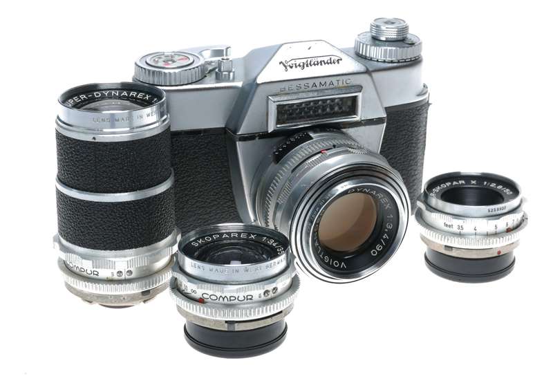 Voigtlander Bessamatic SLR 35mm film camera 4 lenses Dynarex set